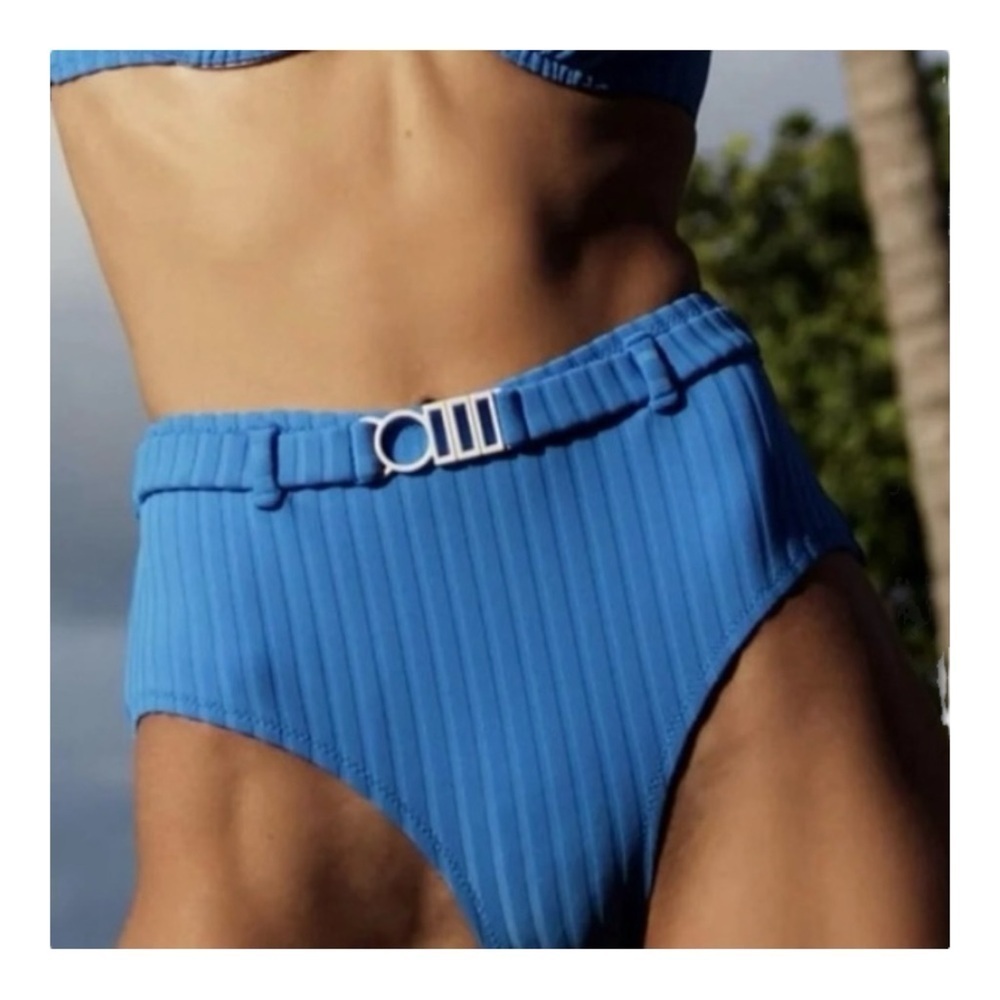 Solid & Striped The Brigette Belt Bottom in French Blue Rib NWT